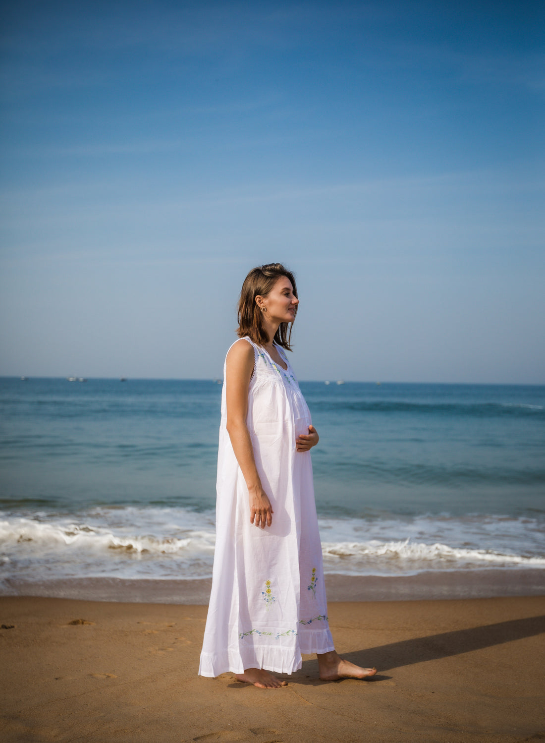 Maternity & Nursing Gowns - Sunflowers Sleeveless