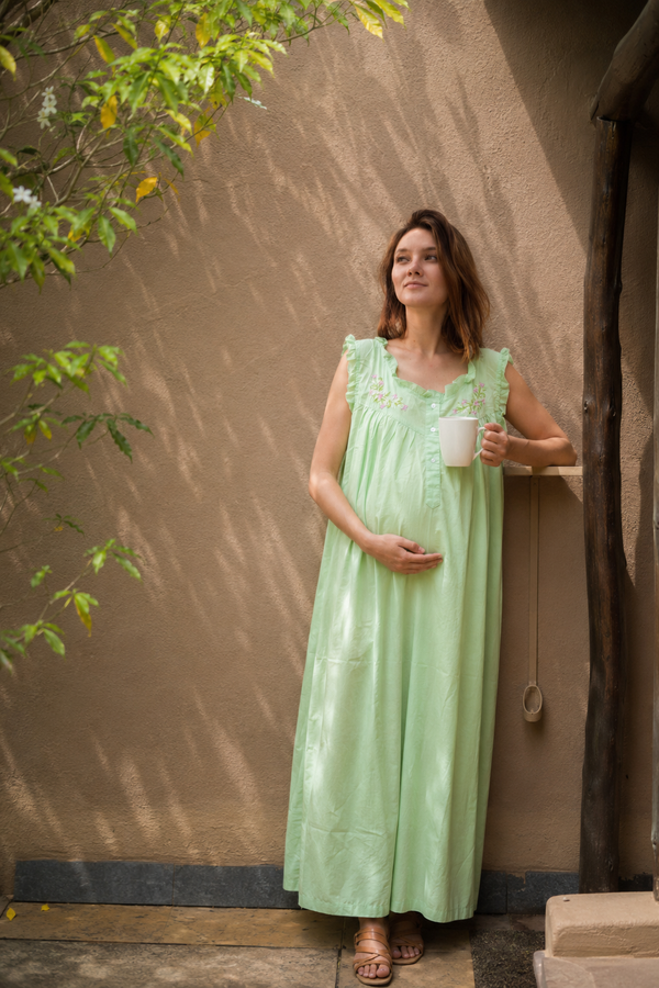 Maternity & Nursing Gowns -Floral Wreath Sleeveless