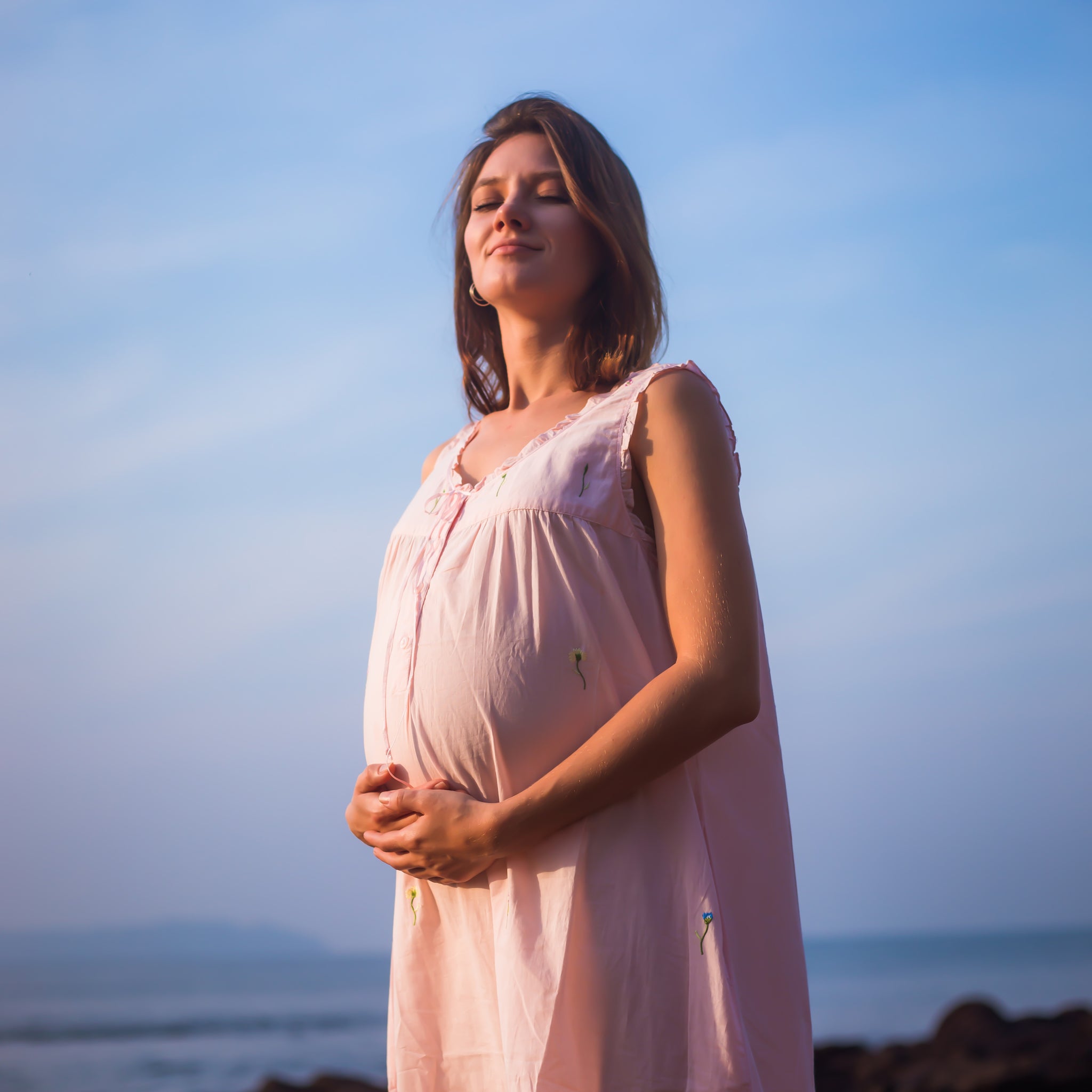 Maternity & Nursing Gowns - Small Flowers Sleeveless