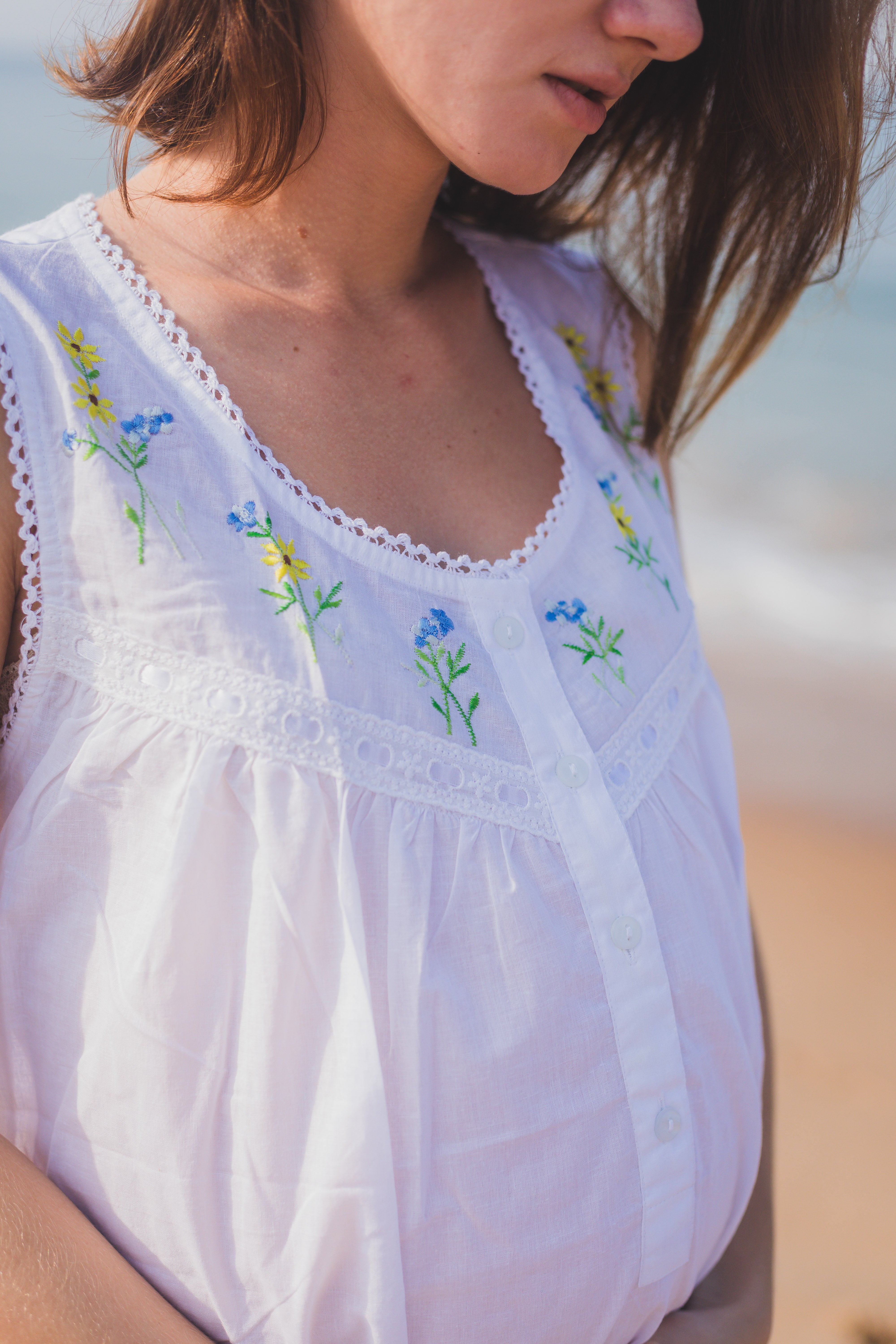 Maternity & Nursing Gowns - Sunflowers Sleeveless