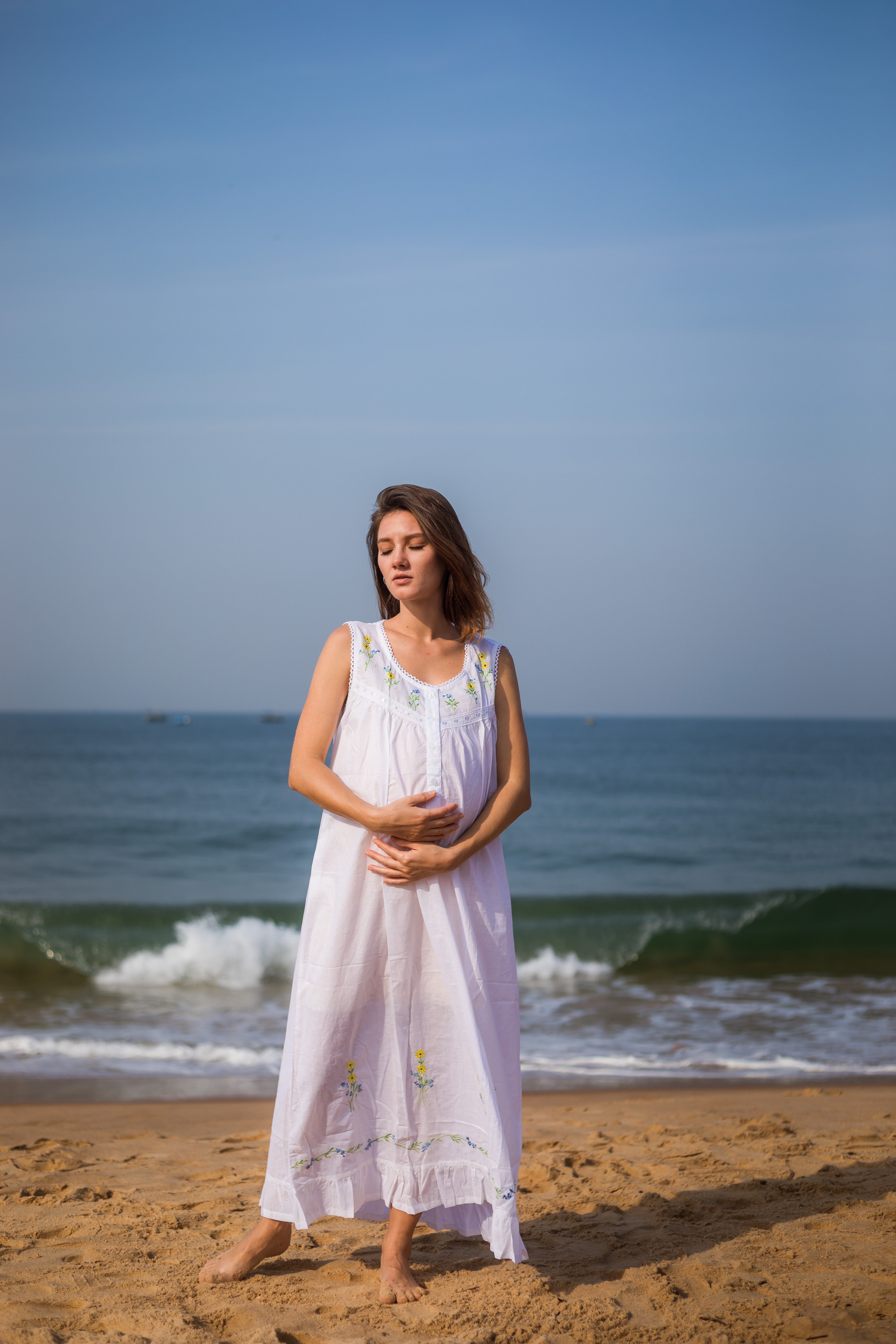 Maternity & Nursing Gowns - Sunflowers Sleeveless