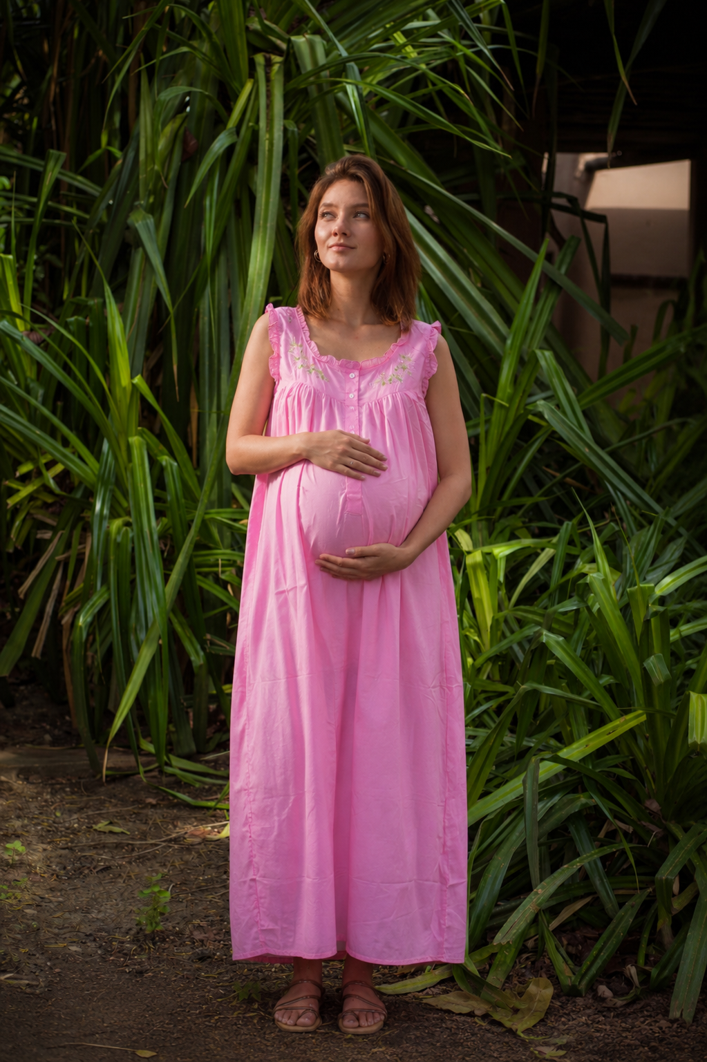 Maternity & Nursing Gowns -Floral Wreath Sleeveless