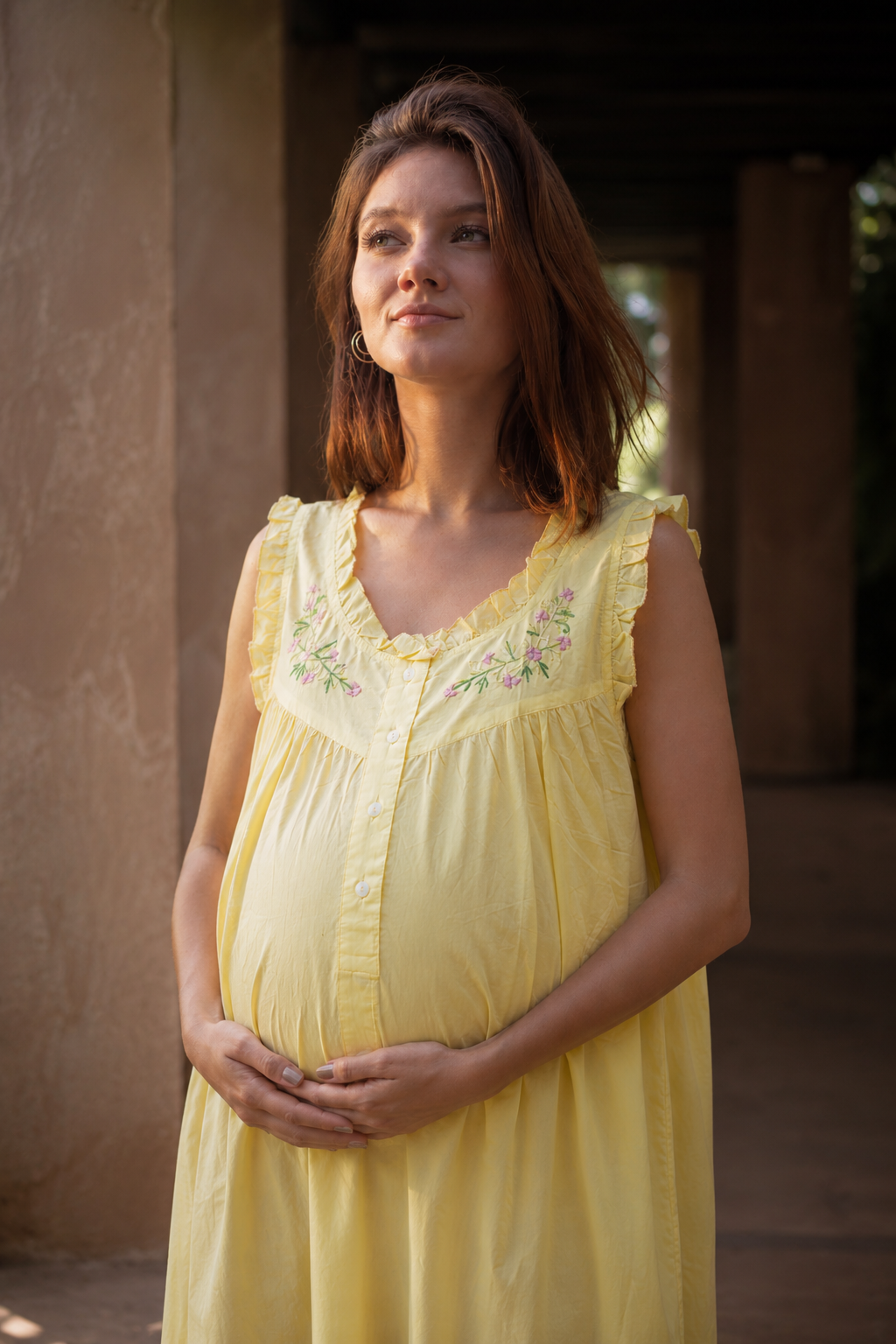 Maternity & Nursing Gowns -Floral Wreath Sleeveless