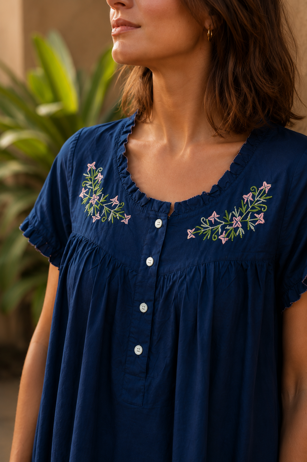 Maternity & Nursing Gowns - Floral Wreath - Sleeves