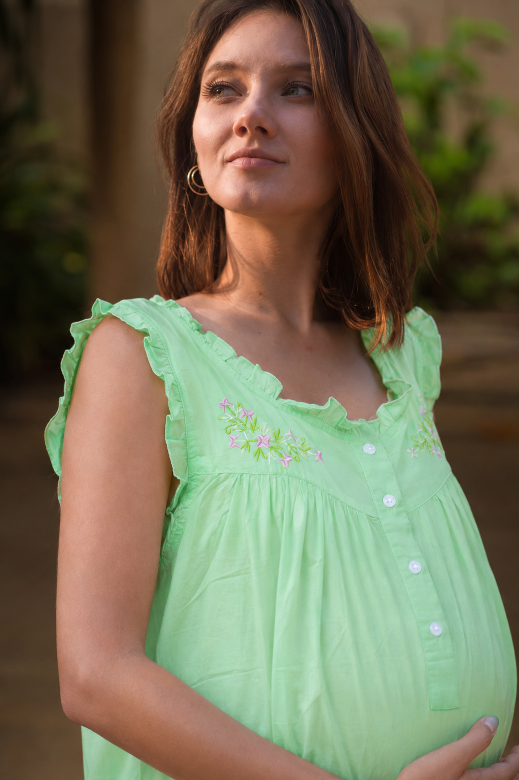 Maternity & Nursing Gowns -Floral Wreath Sleeveless