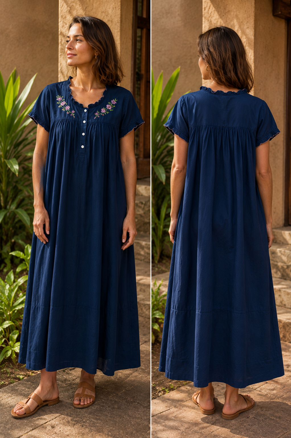 Maternity & Nursing Gowns - Floral Wreath - Sleeves