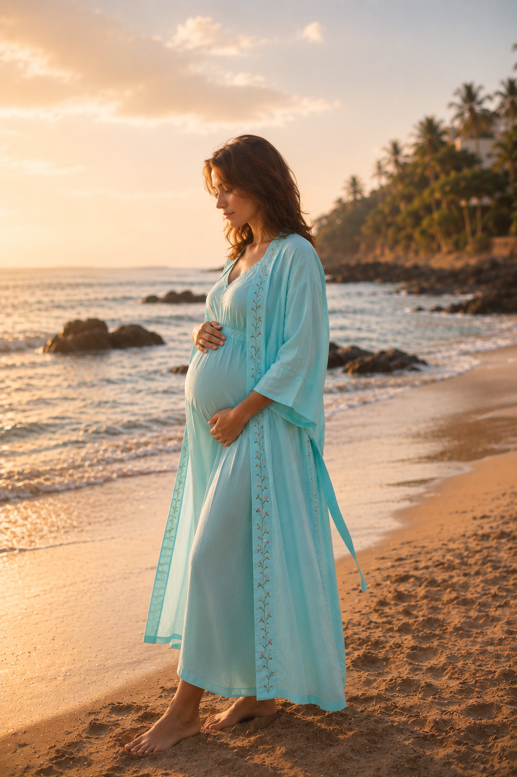 Maternity Robe - Turquoise Floral Lounge Wear