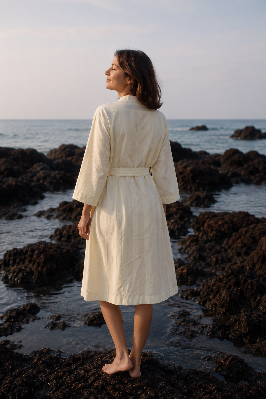 Maternity Robe - Lemon Yellow  Floral Lounge Wear