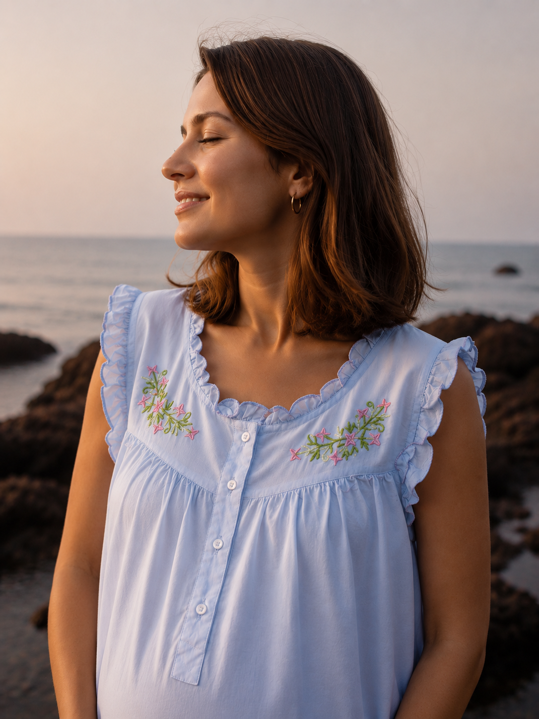 Maternity & Nursing Gowns -Floral Wreath Sleeveless