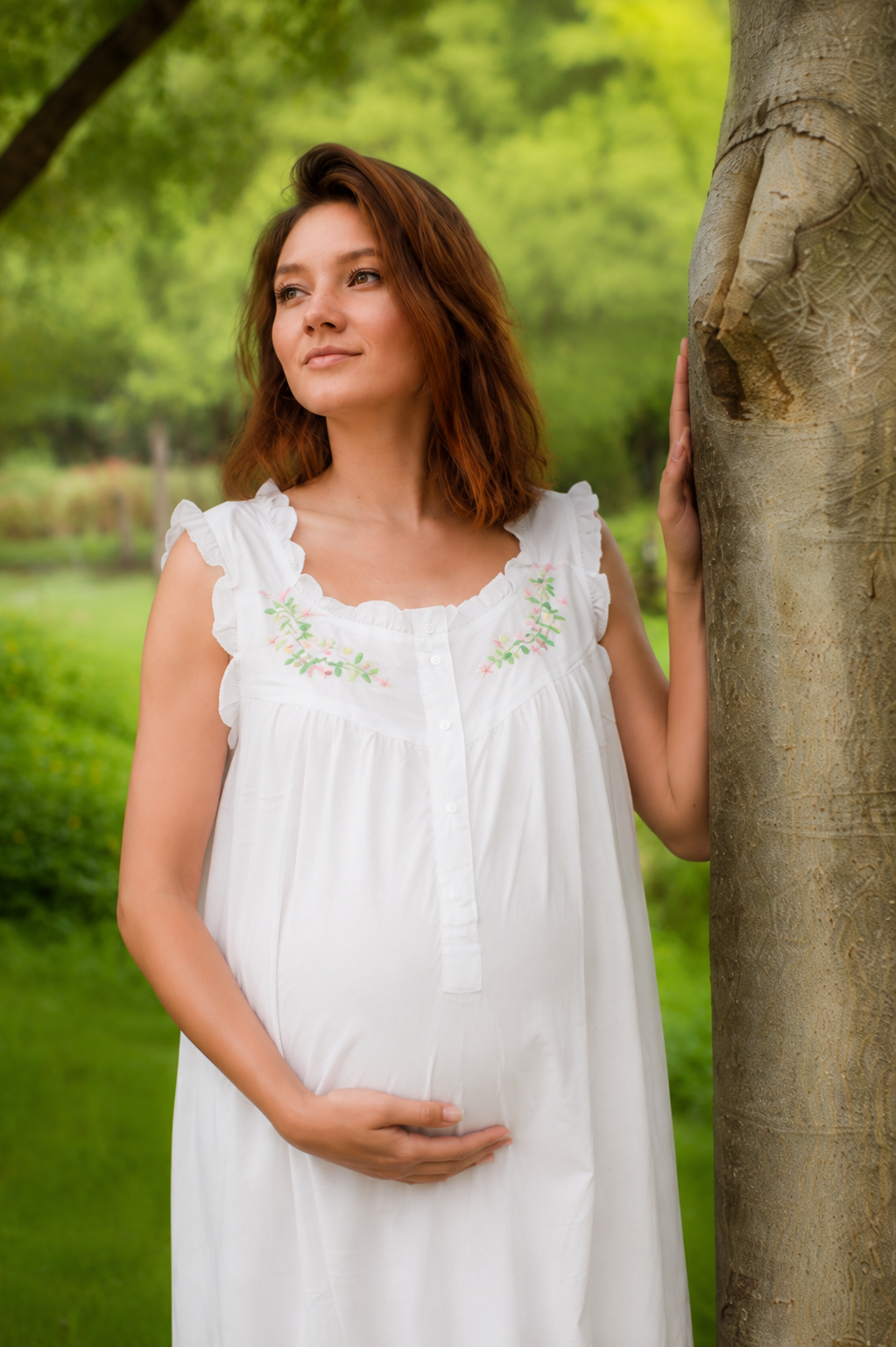 Maternity & Nursing Gowns -Floral Wreath Sleeveless