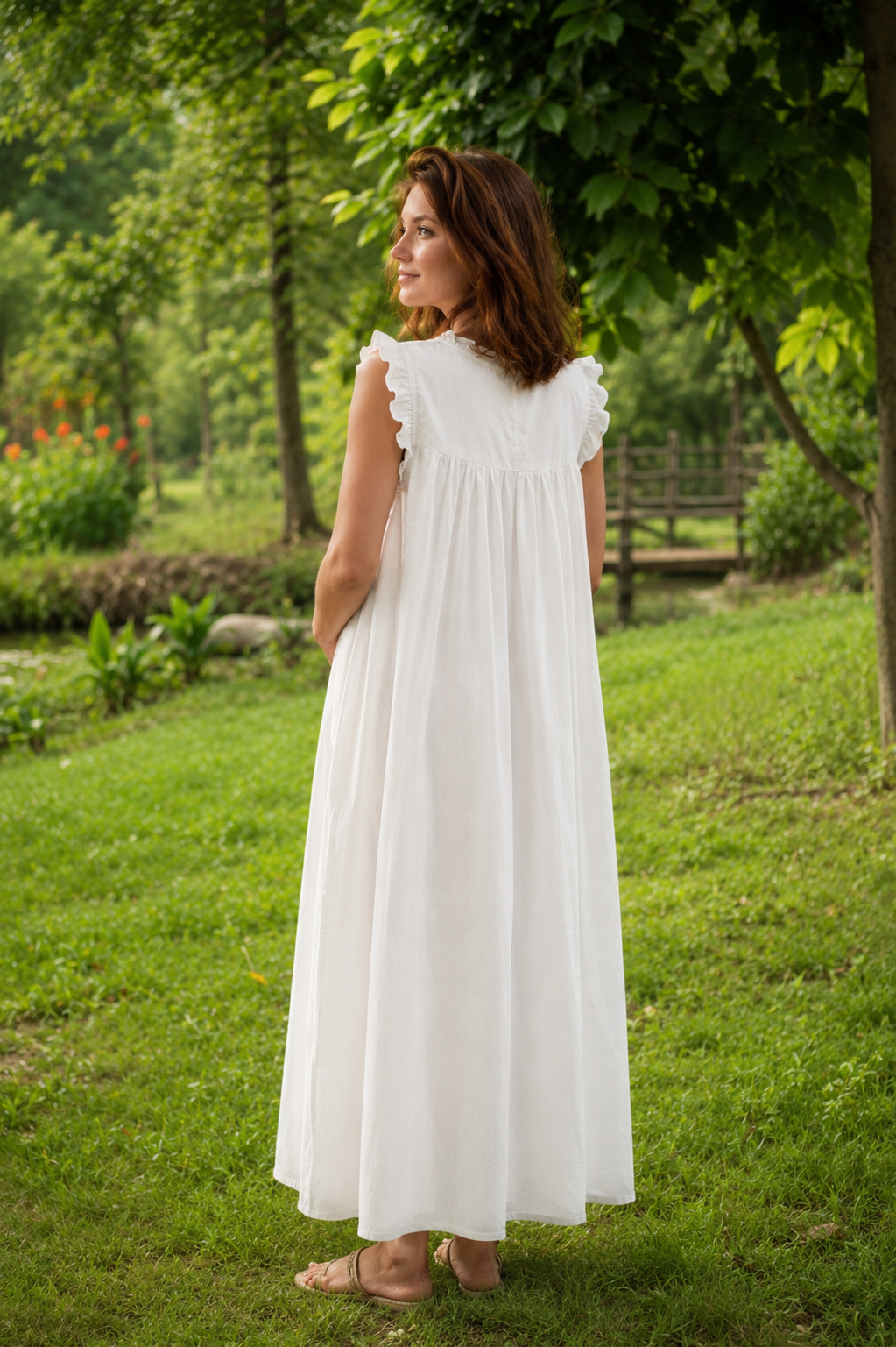 Maternity & Nursing Gowns -Floral Wreath Sleeveless