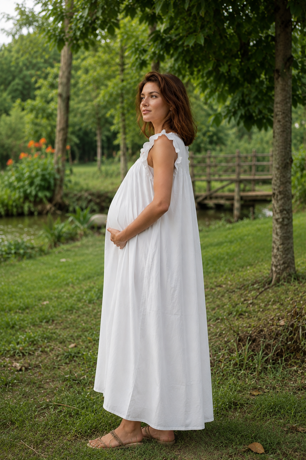 Maternity & Nursing Gowns -Floral Wreath Sleeveless